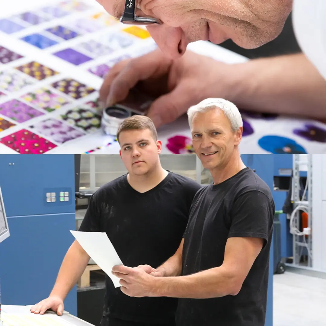 Druckprofis von printnow.de an der Offsetdruckmaschine in Lohfelden