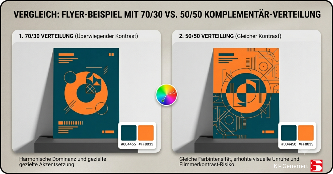 Flyer-Beispiel mit 70/30-Komplementärverteilung vs. 50/50