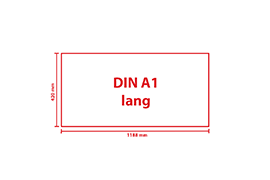 Plakat 2-seitig, DIN A1 lang (1188 x 420 mm) quer	 Format DIN A1 lang im Querformat