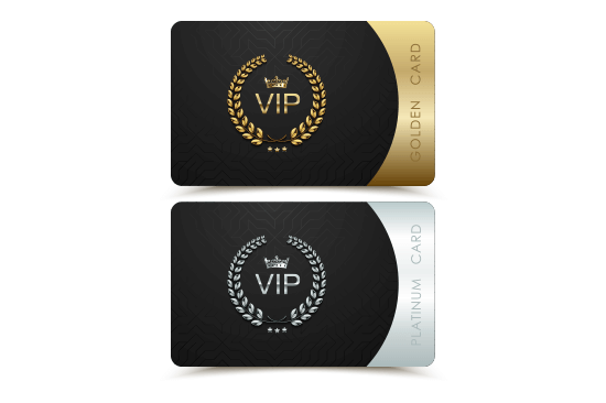 Schwarz-gold und schwarz-silber gestaltete VIP-Visitenkarten