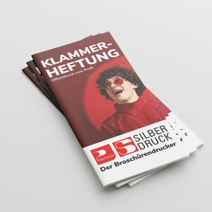 Broschüre klammergeheftet, DIN-Lang, Umschlag 4-seitig, 8 Seiten Inhalt